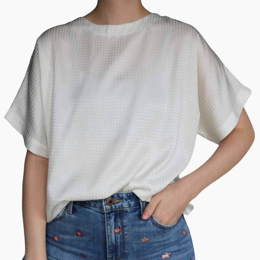Vintage | Renaissance White Houndstooth Blouse